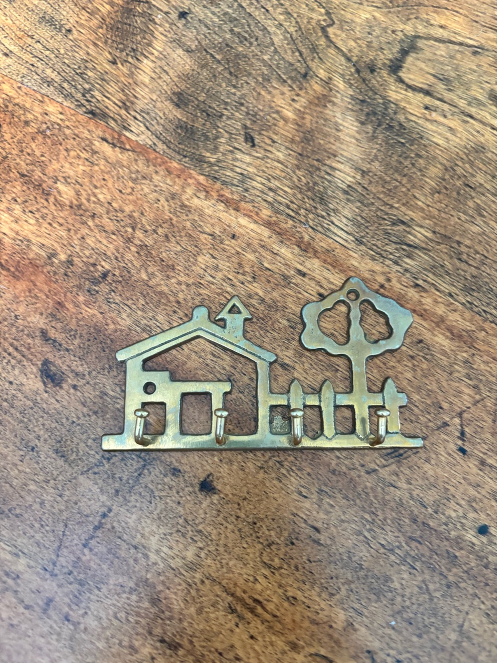 Vintage Farmhouse Rustic Butter Mom Brass Decorative Wall Key Rack Gold